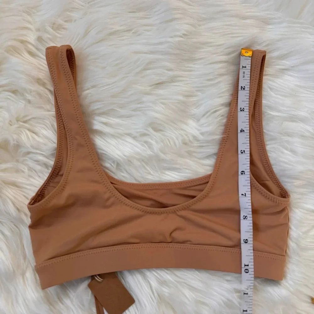 NWT Skims Kim Kardashians Recycled swim tank bikini top neutral tan brown XXS